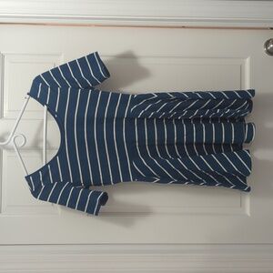Forever 21 blue and white striped skater dress size medium